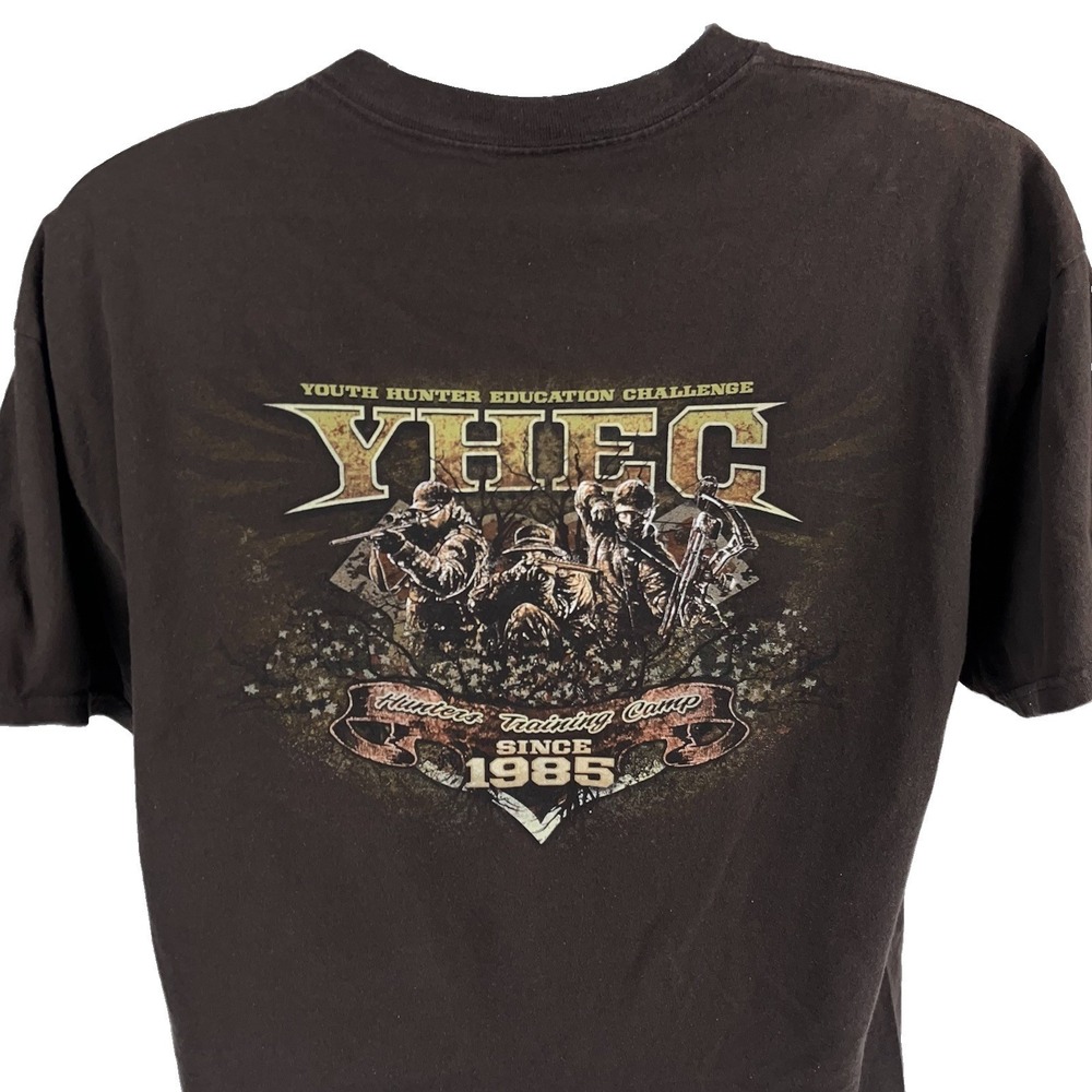 NRA Youth Hunters T Shirt Adult XL Brown Short Sleeve Double Sided